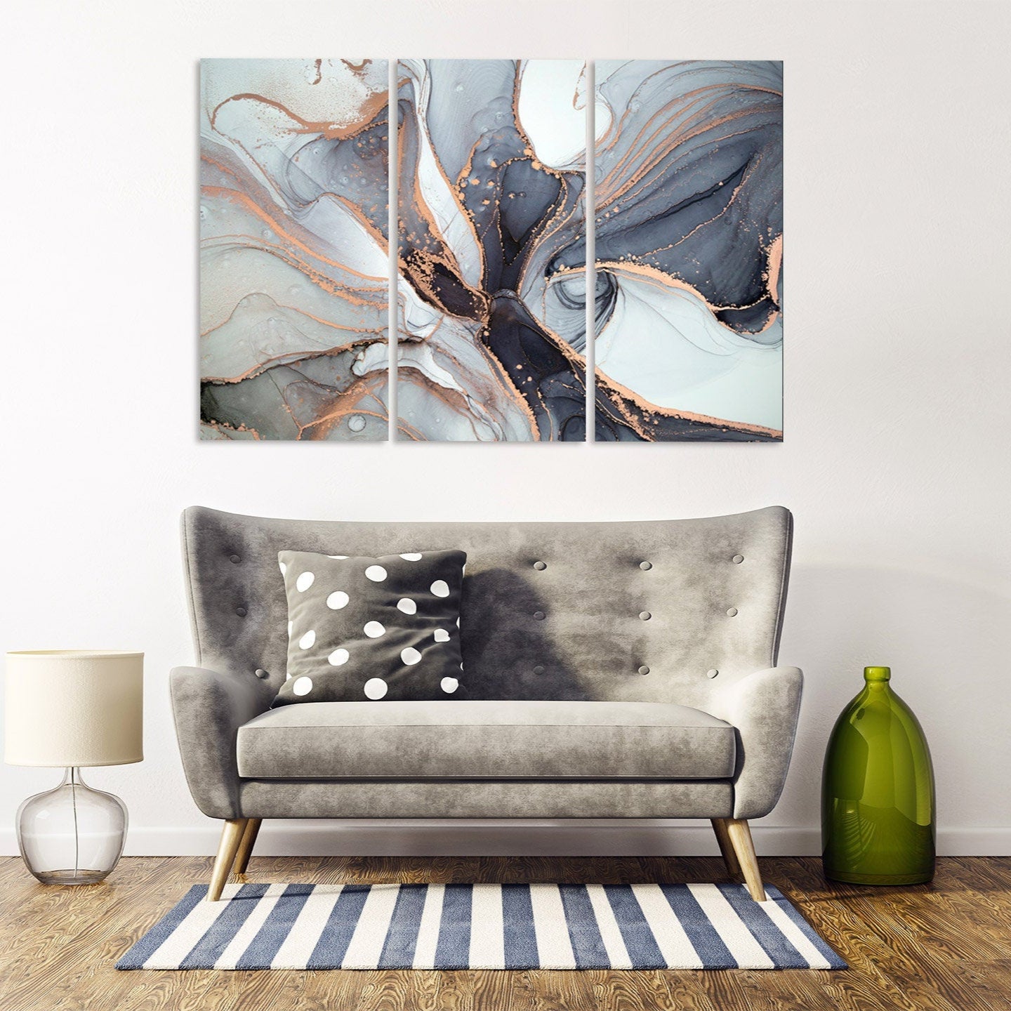 Marmor Wanddekor Leinwand abstrakt Gold und Schwarz Abstrakte Wandkunst Gemälde auf Leinwand Multi Panel Wandkunst Marmor Leinwand