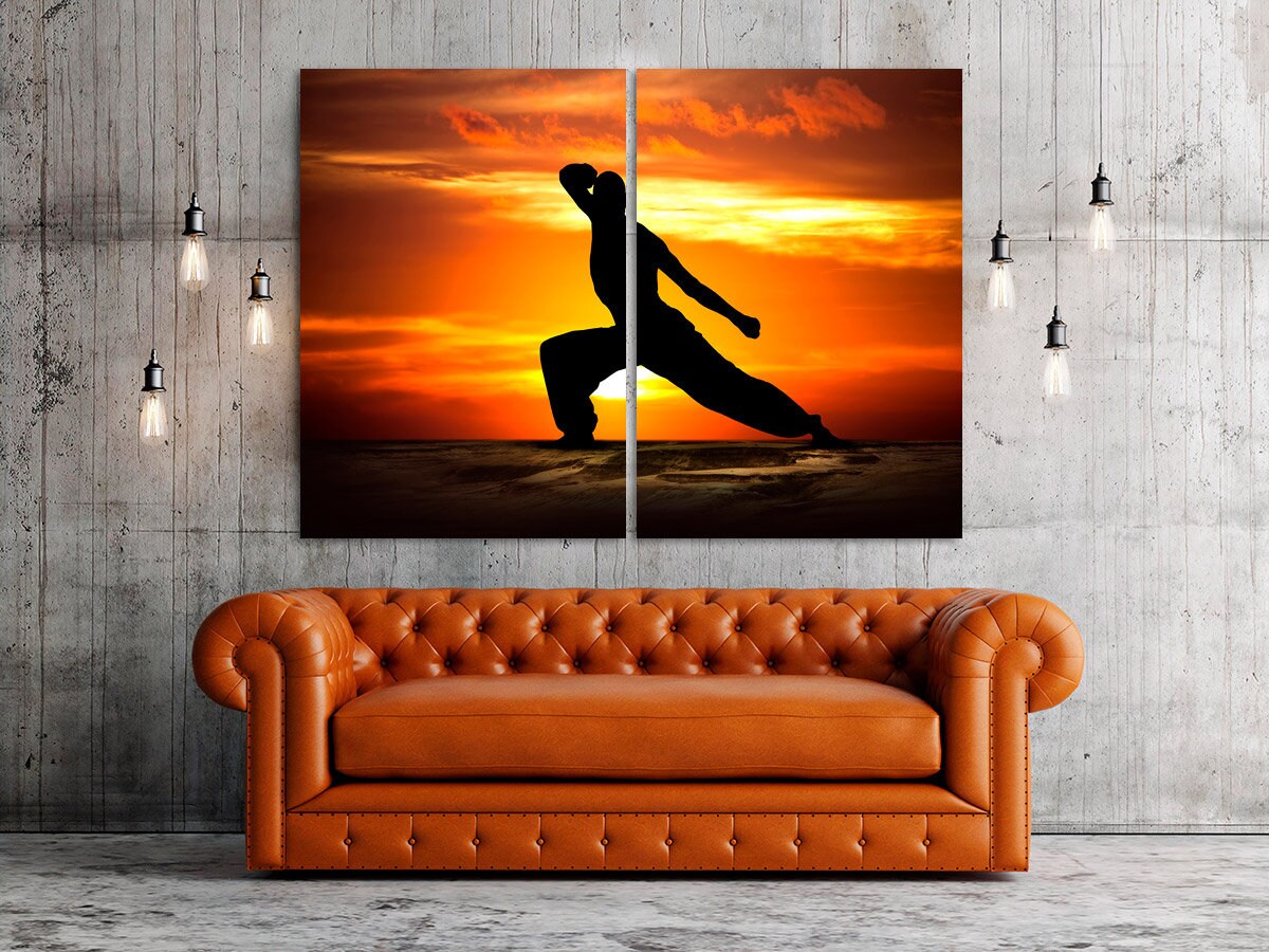 Kung Fu Poster Kampfsport Sport extra groß Multi Wandkunst Sportler Geschenke Schlafzimmer Wohnzimmer Büro Wanddekoration druckbares Wandkunst Set
