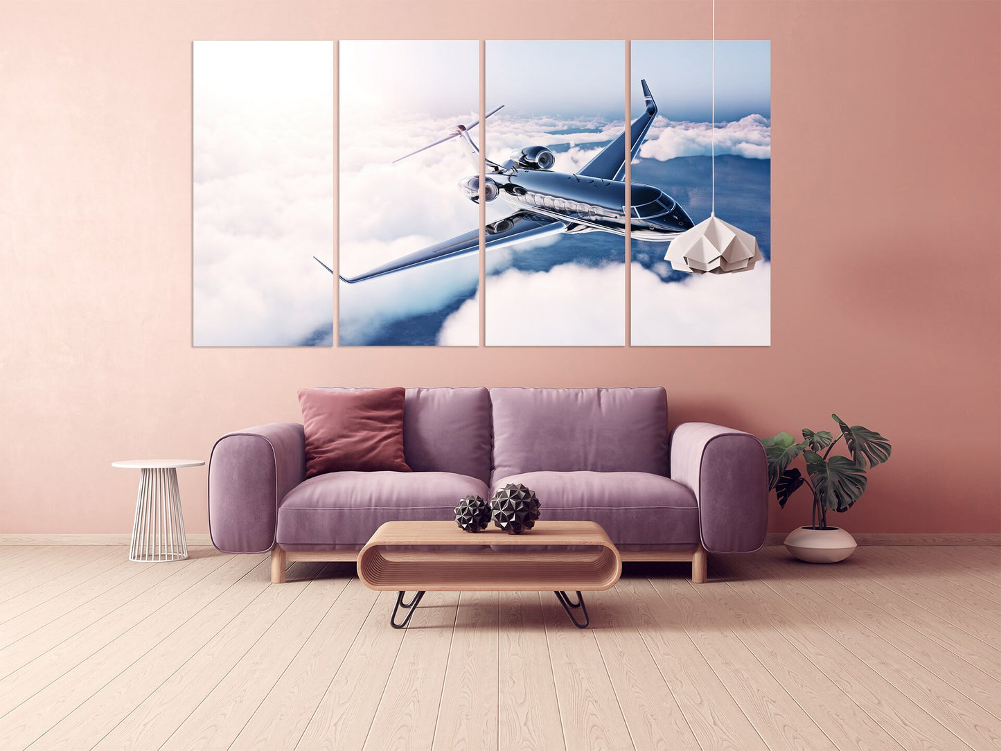 Personalisiertes Flugzeug Wandkunst Wolken Gemälde extra groß Multi Panel hell himmelblau Wandkunst Meer Schlafzimmer Küche Wanddekoration Geschenk zur Wohnungserwärmung