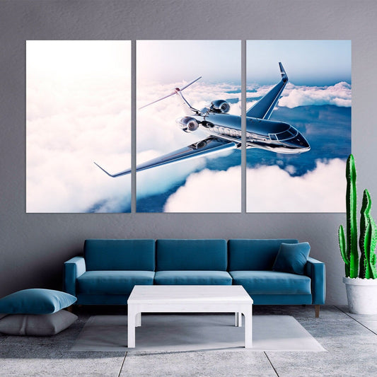 Personalisiertes Flugzeug Wandkunst Wolken Gemälde extra groß Multi Panel hell himmelblau Wandkunst Meer Schlafzimmer Küche Wanddekoration Geschenk zur Wohnungserwärmung