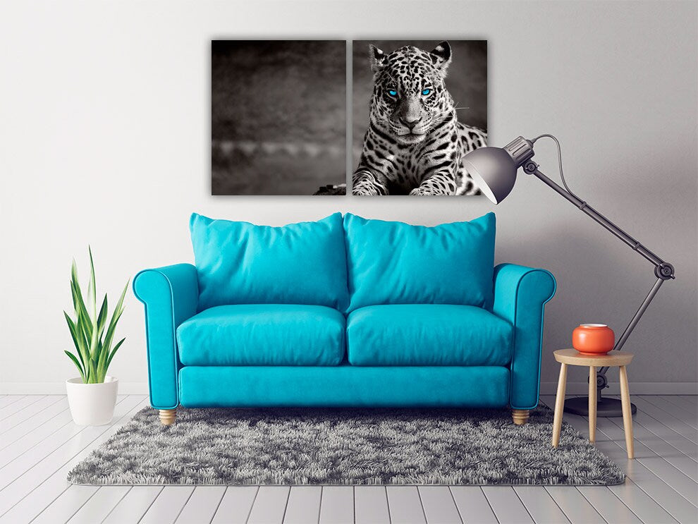 Leopardendruck, Wanddekoration auf Leinwand, zeitgenössisches Schwarz-Weiß-Wildtier für Schlafzimmer, Wohnzimmer, Küche, Wandkunst