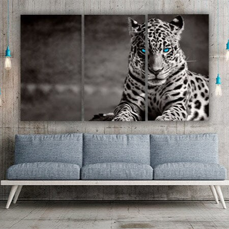 Leopardendruck, Wanddekoration auf Leinwand, zeitgenössisches Schwarz-Weiß-Wildtier für Schlafzimmer, Wohnzimmer, Küche, Wandkunst