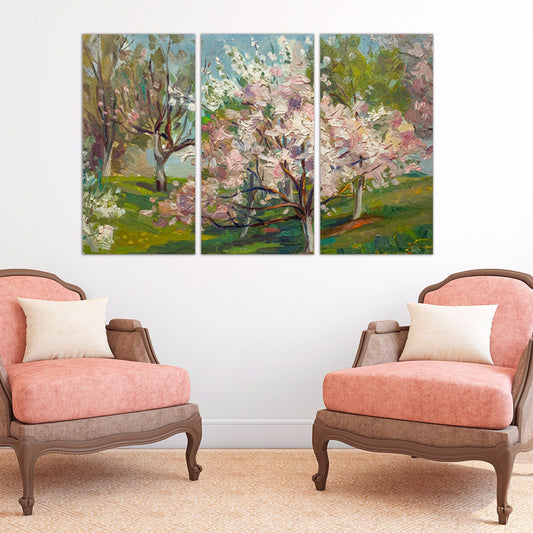 Kirschbaum Öl Leinwand Gemälde Frühling Drucke Blume Natur Landschaft Wandkunst Schlafzimmer Wohnzimmer Bauernhaus Zimmer Wanddekoration