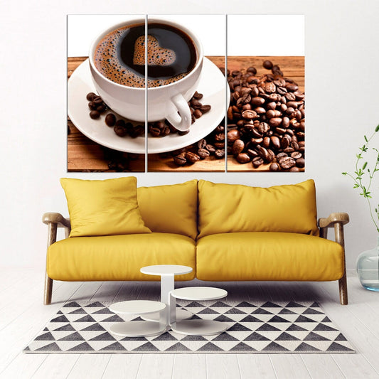 Kaffeetasse Kunstdruck Küche Rustikale Wand Kaffee Dekor Extra große Wandkunst Multi Panel Leinwand Gemälde Kaffeeliebhaber Geschenk