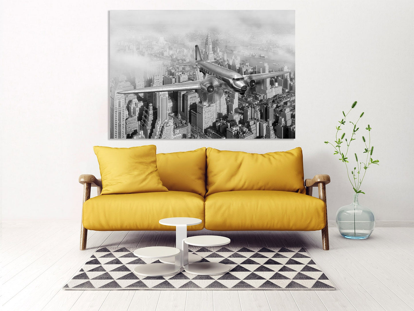 Personalisiertes Flugzeug Wandkunst Wolken Gemälde extra groß Multi Panel hell himmelblau Wandkunst Meer Schlafzimmer Küche Wanddekoration Geschenk zur Wohnungserwärmung