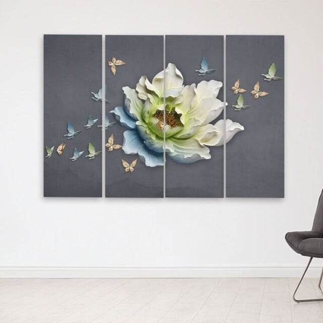 Blumen Wandkunst Gemälde auf Leinwand, Wandkunst Boho Blumen, Leinwandgemälde, große Wandkunst, Bauernhaus Wanddekoration, mehrteilige Wandkunst