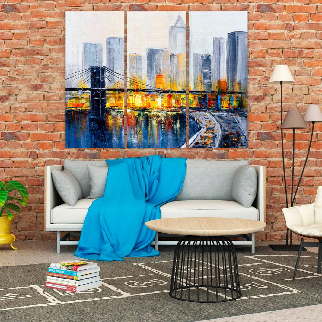 Brooklyn Bridge Druck New York City extra großes mehrteiliges Wandbild American Bridge Home Wanddekoration gerahmter Kunstdruck Leinwand Ölgemälde