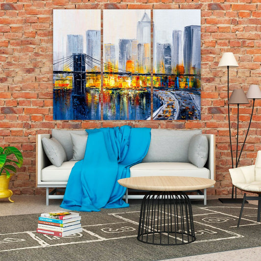 Brooklyn Bridge Druck New York City extra großes mehrteiliges Wandbild American Bridge Home Wanddekoration gerahmter Kunstdruck Leinwand Ölgemälde