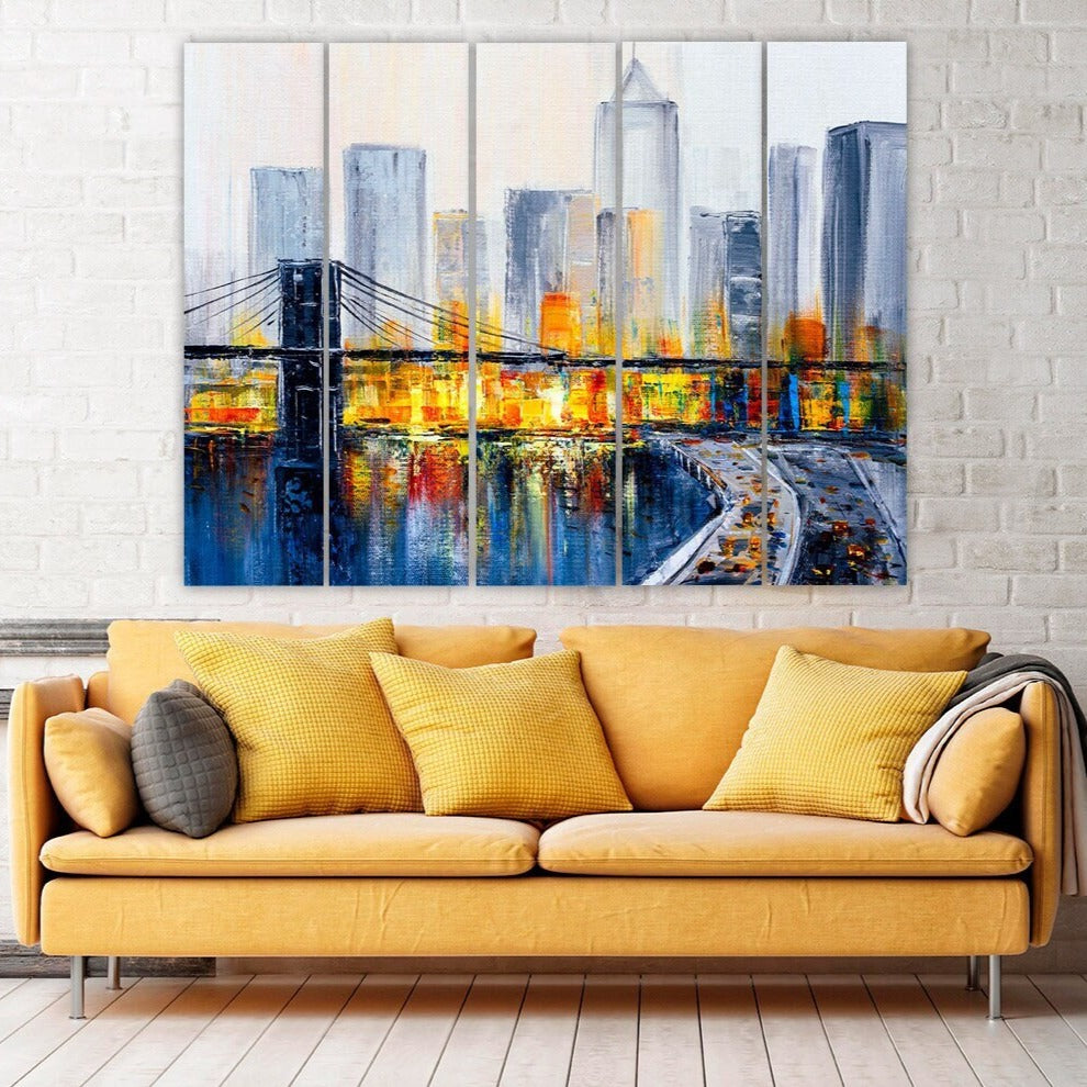 Brooklyn Bridge Druck New York City extra großes mehrteiliges Wandbild American Bridge Home Wanddekoration gerahmter Kunstdruck Leinwand Ölgemälde