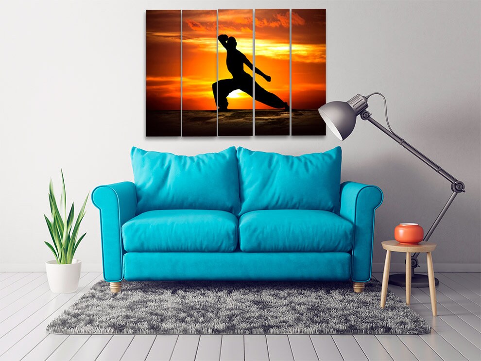 Kung Fu Poster Kampfsport Sport extra groß Multi Wandkunst Sportler Geschenke Schlafzimmer Wohnzimmer Büro Wanddekoration druckbares Wandkunst Set