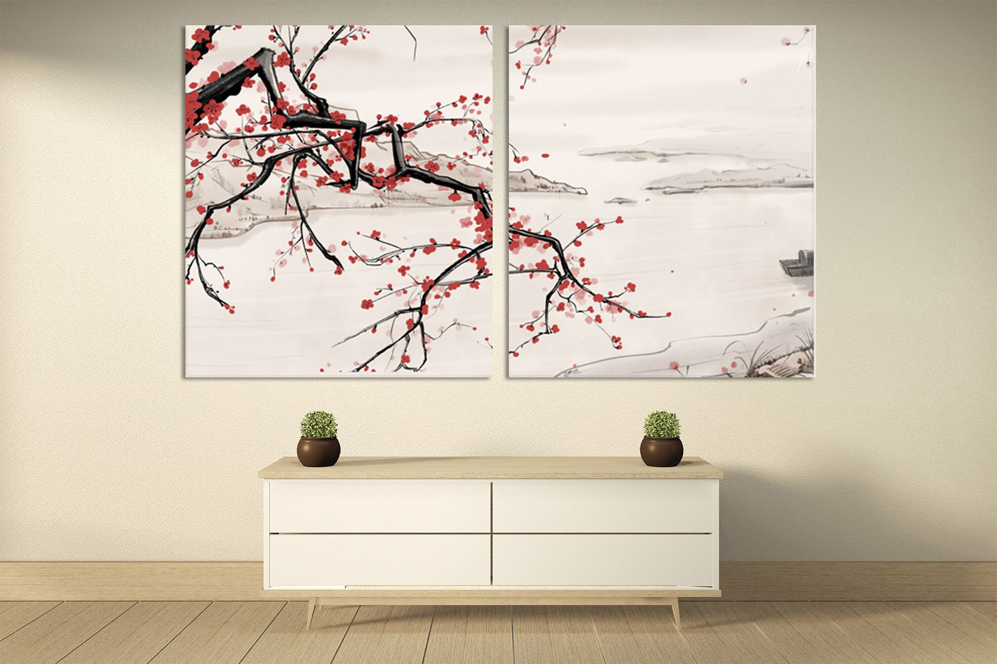 Sakura Bonsai Baum Sakura Blüten Florale Wanddekoration asiatische japanische Drucke Wandkunst Leinwand riesige Wandkunst