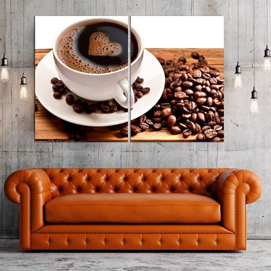 Kaffeetasse Kunstdruck Küche Rustikale Wand Kaffee Dekor Extra große Wandkunst Multi Panel Leinwand Gemälde Kaffeeliebhaber Geschenk