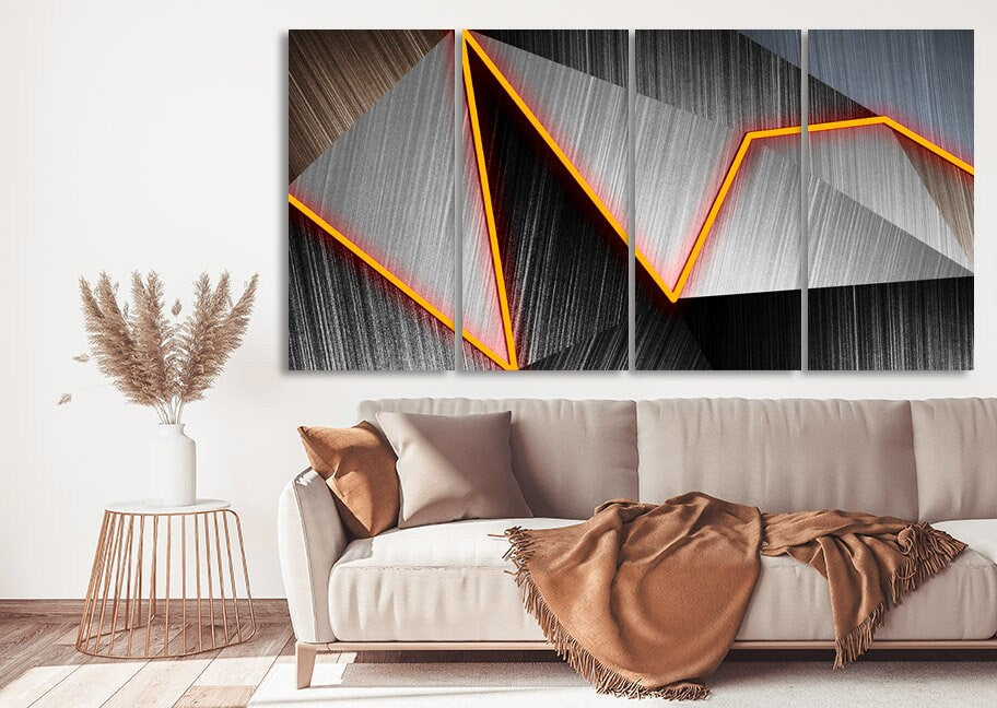 Geometrische Wandkunst Abstrakter Druck gerahmtes Leinwandgemälde Home Wanddekoration Riesige Multi-Panel-Wandkunst Dunkle große Wandkunst