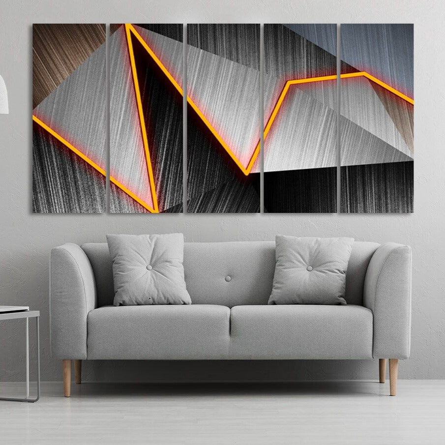Geometrische Wandkunst Abstrakter Druck gerahmtes Leinwandgemälde Home Wanddekoration Riesige Multi-Panel-Wandkunst Dunkle große Wandkunst