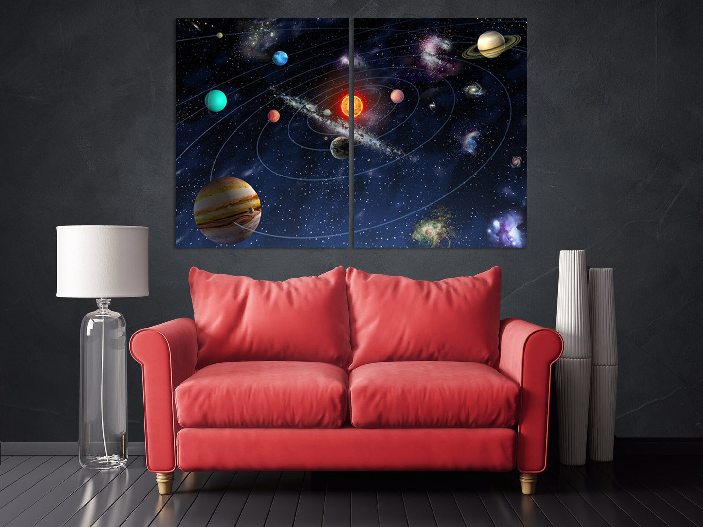 Weltraum-Wandbild, Planeten-Poster, Сosmos, mehrteiliges Wandbild auf Leinwand, Wanddekoration für das äußere Schlafzimmer, Fantasy-Kunst