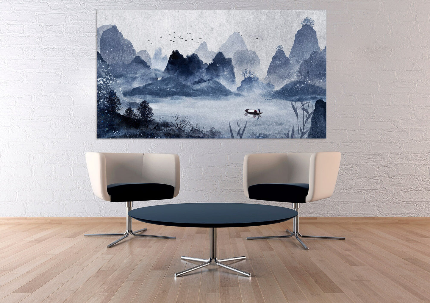Blue Ridge Mountains Wandkunst Gemälde auf Leinwand Seine Fluss Kunst Wandbilder Berge Natur Druck Home Wand Dekor ruhige horizontale Kunst