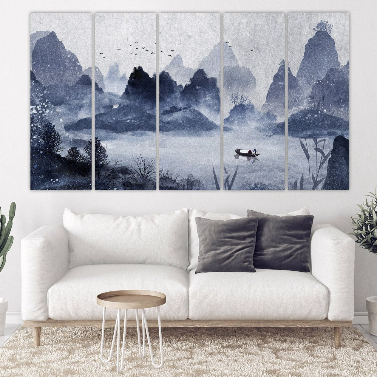 Blue Ridge Mountains Wandkunst Gemälde auf Leinwand Seine Fluss Kunst Wandbilder Berge Natur Druck Home Wand Dekor ruhige horizontale Kunst