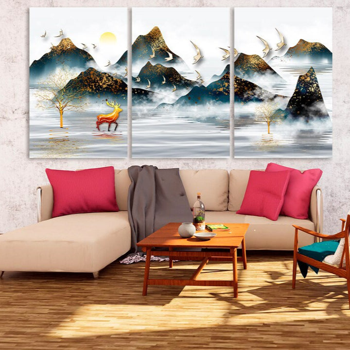 Gapanese Wandkunst Berg Wandtattoa Blue Ridge Mountains Line Art Wanddruck Moderne abstrakte Wandkunst Abstraktes Leinwandgemälde