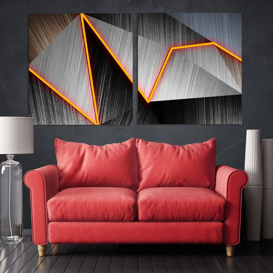 Geometrische Wandkunst Abstrakter Druck gerahmtes Leinwandgemälde Home Wanddekoration Riesige Multi-Panel-Wandkunst Dunkle große Wandkunst