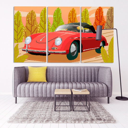 Auto Wandkunst Retro Vintage Zimmer Wanddekoration sehr große Leinwandgemälde Schlafzimmer Einweihungsgeschenk gerahmte Leinwand