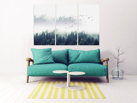 Wald Wandkunst Gemälde auf Leinwand Wohnwand Dekor Leinwandgemälde Einweihungs- und Hochzeitsgeschenk Bauernhaus Wanddekoration Multi Panel Wandkunst