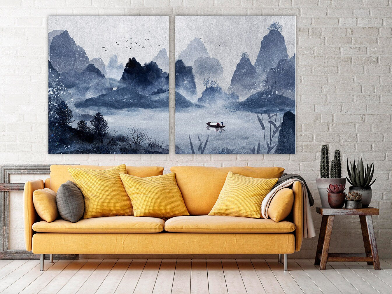 Blue Ridge Mountains Wandkunst Gemälde auf Leinwand Seine Fluss Kunst Wandbilder Berge Natur Druck Home Wand Dekor ruhige horizontale Kunst