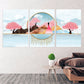 Sakura Blüten Japanische Wandkunst Leinwandgemälde Home Wanddekoration 3-teiliger Rahmen Leinwand Felsen und Berge Asiatische Wandkunst