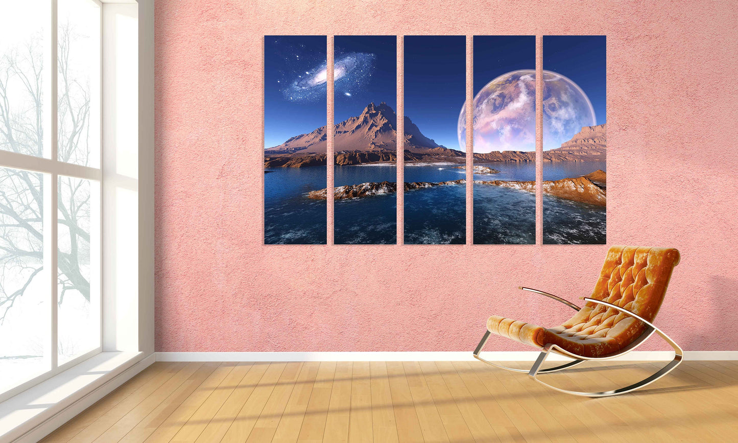 Wanddekoration für Zuhause, 3-teiliger Rahmen, Leinwand, Weltraum-Dekor, Weltraum-Poster, Weltraum-Poster, Leinwandbild, Weltraumberg