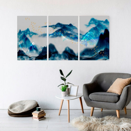 Blue Ridge Mountains Moderne abstrakte Kunst Mehrteilige Leinwand Wanddekoration Abstrakte Wandkunst Extra große Wandkunst Wohnwanddekoration