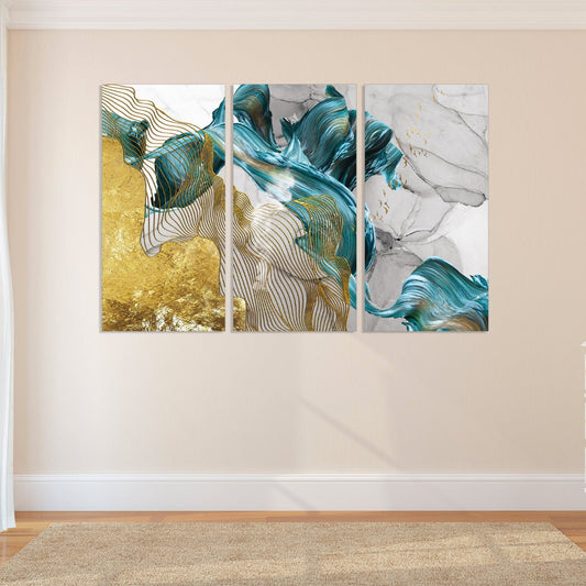 Leinwandgemälde, abstrakte Wandkunst, Bilderrahmen, extra große mehrteilige Wandkunst, abstrakter Druck, Wanddekoration, ruhige horizontale Kunst