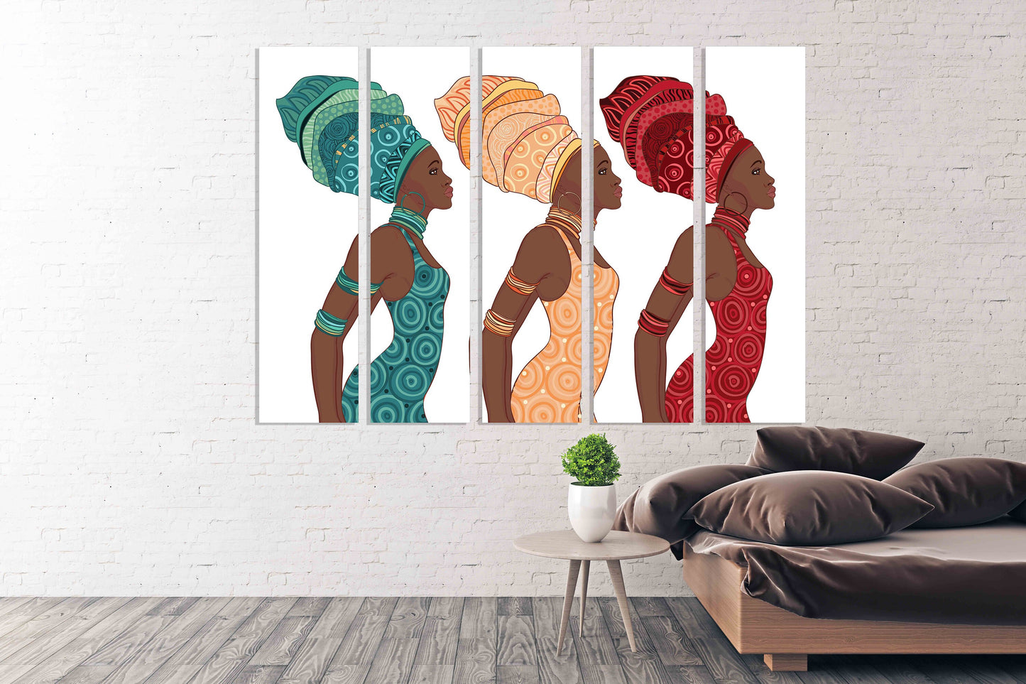Afrikanische Leinwandkunst, afroamerikanische helle Wandkunst, Mehrteiliges extra großes Leinwandbild, Afro-Frau, trendige Wandkunst