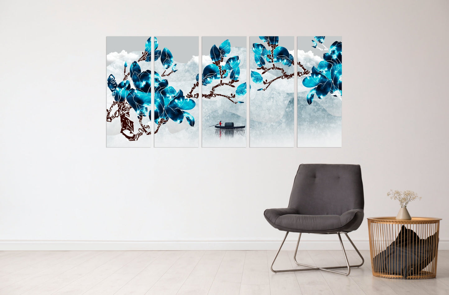 Blumen Wandpaneel Sakura Blüten Japanische Wandkunst Leinwandgemälde Home Wanddekoration 3-teiliger Rahmen Leinwand Asiatische Wandkunst
