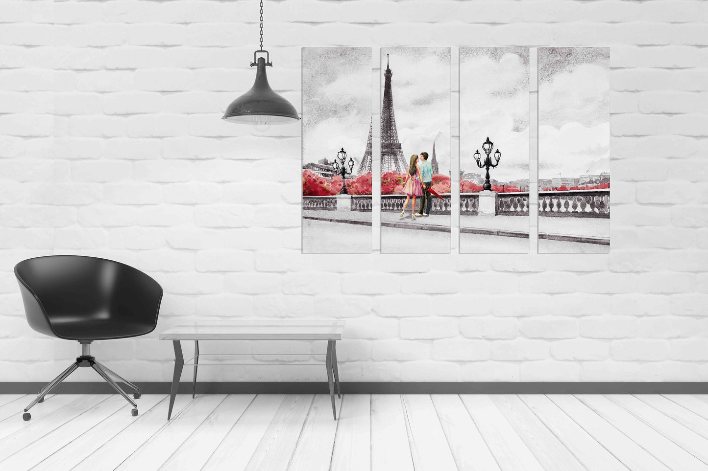 Liebes-Wandkunst-Gemälde auf Leinwand, Wanddekoration für Zuhause, verliebtes Paar in Paris, Valentinstagsgeschenk, Paris-Wandkunst, Eiffelturm-Wandaufkleber