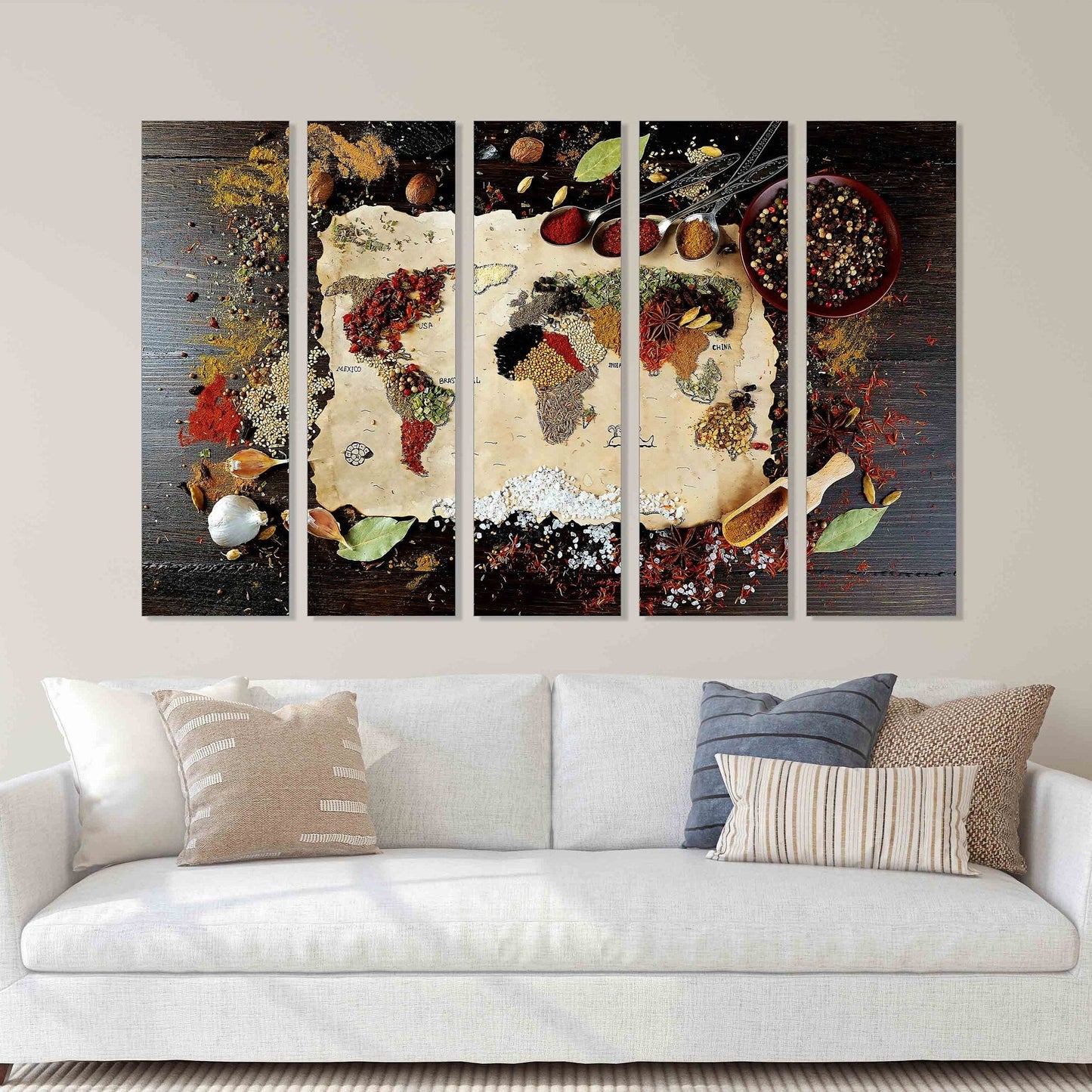 Gewürzset Küchengewürze Druck Gewürze Kunst Landkarte Wandkunst Mehrteilige Wandkunst Küchenwandkunst Extra große Wandkunst Wohnwanddekoration