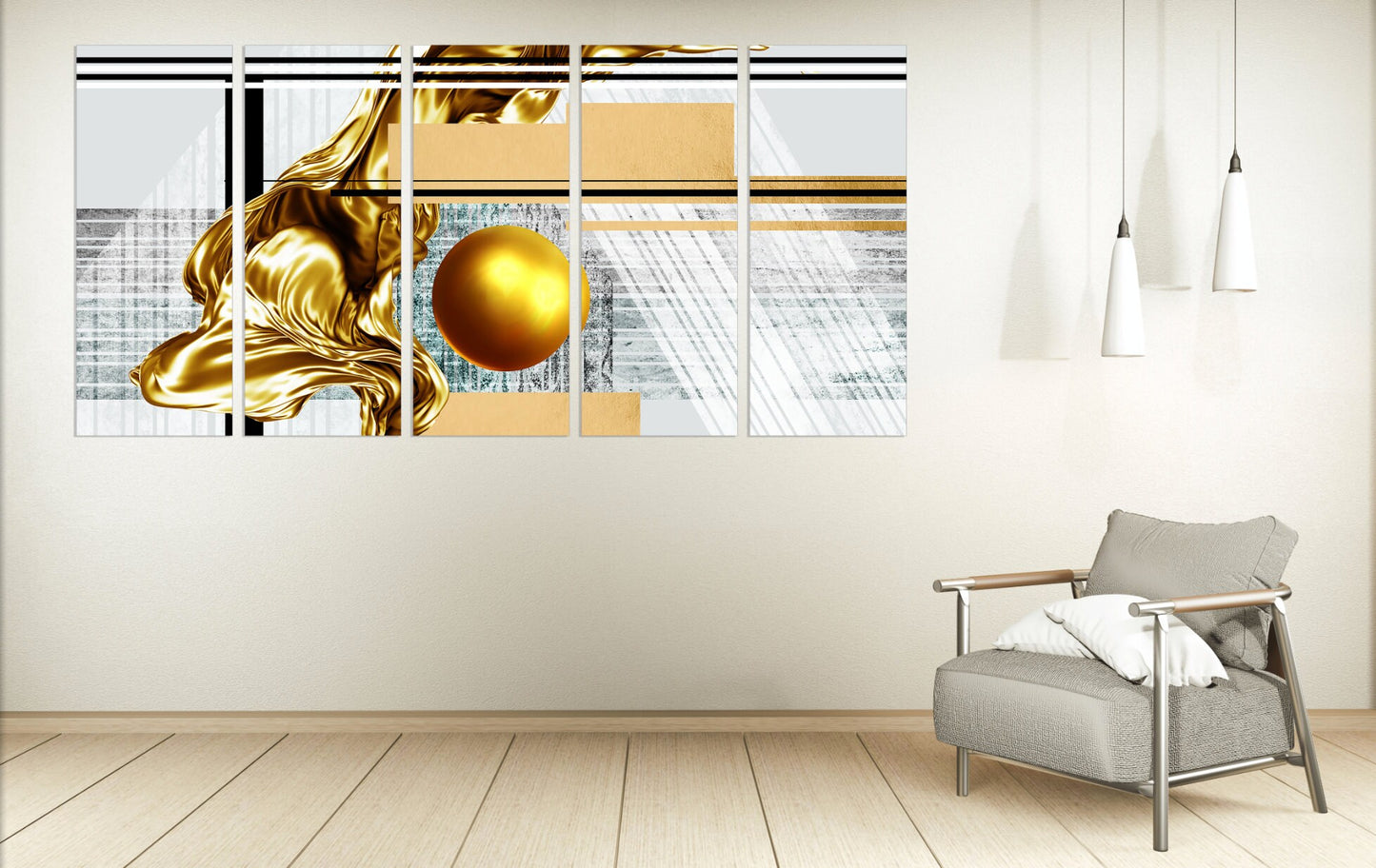 Abstrakte Wandkunst, Wanddekoration für Zuhause, moderne abstrakte Kunst, mehrteilige Leinwand-Wandkunst, moderne Leinwandmalerei, geometrische, helle, abstrakte Wandkunst