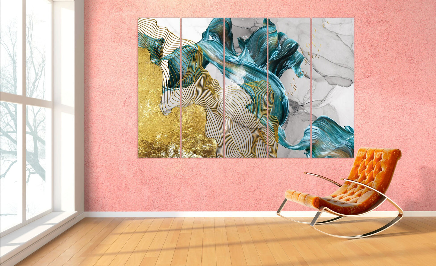 Leinwandgemälde, abstrakte Wandkunst, Bilderrahmen, extra große mehrteilige Wandkunst, abstrakter Druck, Wanddekoration, ruhige horizontale Kunst