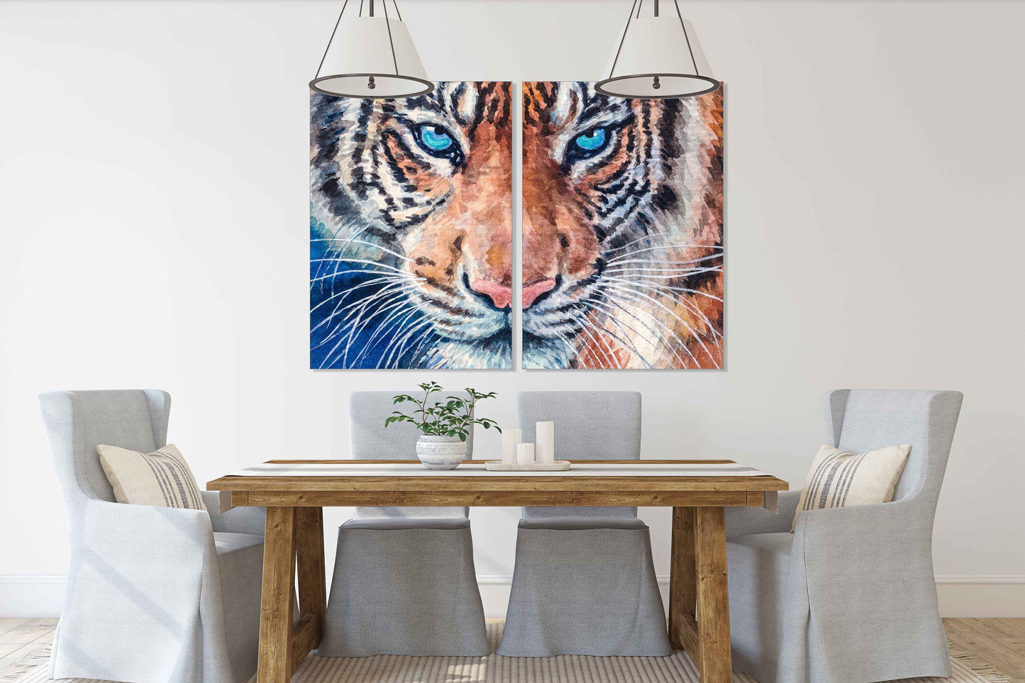 Tiger Wandkunstdruck, trendiges Wanddekor, gerahmtes Leinwandgemälde, zeitgenössisches Wildtier für Schlafzimmer, Wohnzimmer, Küche, Wandkunst