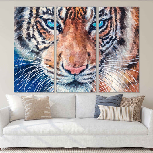 Tiger Wandkunstdruck, trendiges Wanddekor, gerahmtes Leinwandgemälde, zeitgenössisches Wildtier für Schlafzimmer, Wohnzimmer, Küche, Wandkunst