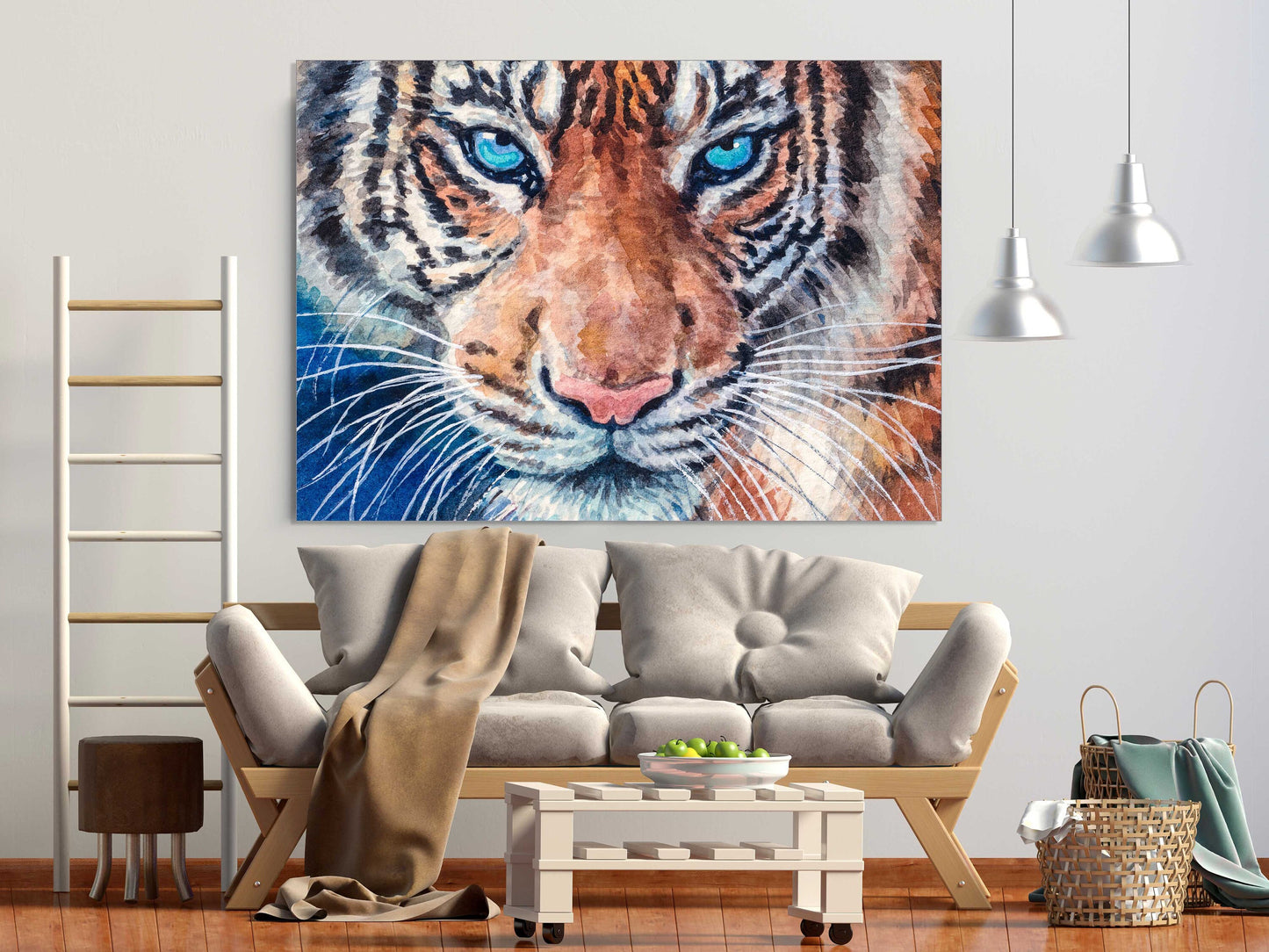 Tiger Wandkunstdruck, trendiges Wanddekor, gerahmtes Leinwandgemälde, zeitgenössisches Wildtier für Schlafzimmer, Wohnzimmer, Küche, Wandkunst