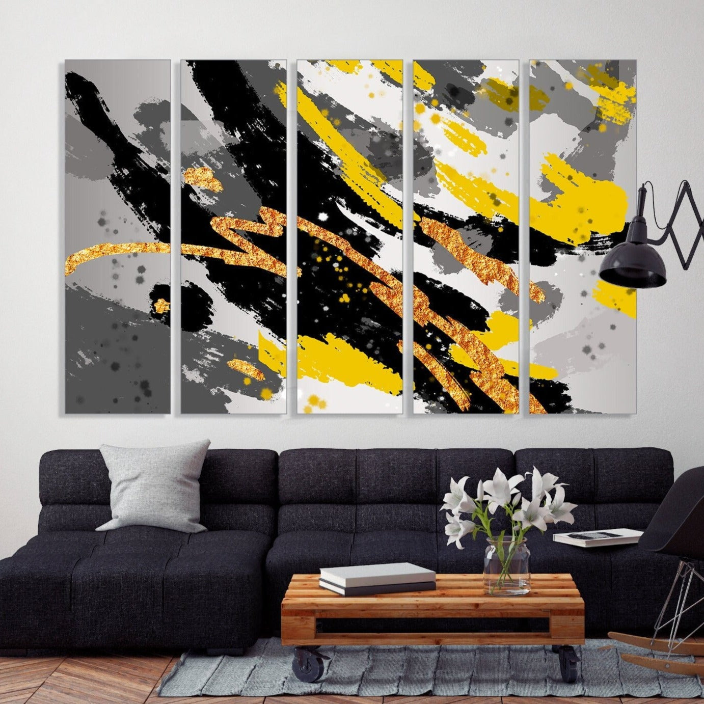 Mehrteilige Leinwand-Wandkunst-Sets für Schlafzimmer Große abstrakte Wandkunst Trendy Raumdekor Moderner abstrakter Kunstdruck gerahmtes Leinwandgemälde