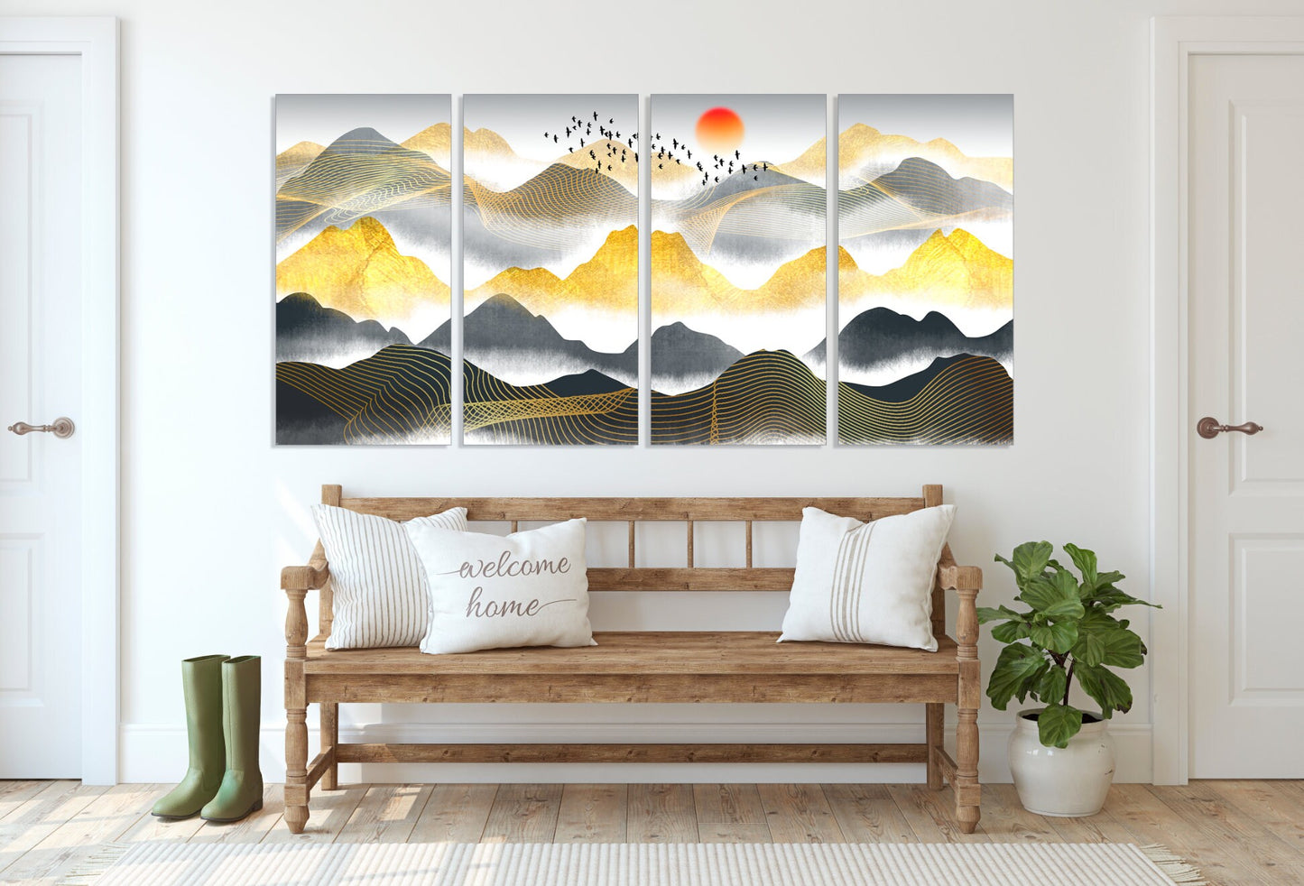 Wandkunst „Great Smoky Mountains“, abstraktes Leinwandgemälde, Schlafzimmer, 3 Drucke, Berge, abstrakter Kunstdruck, mehrteilige Leinwand-Wandkunst