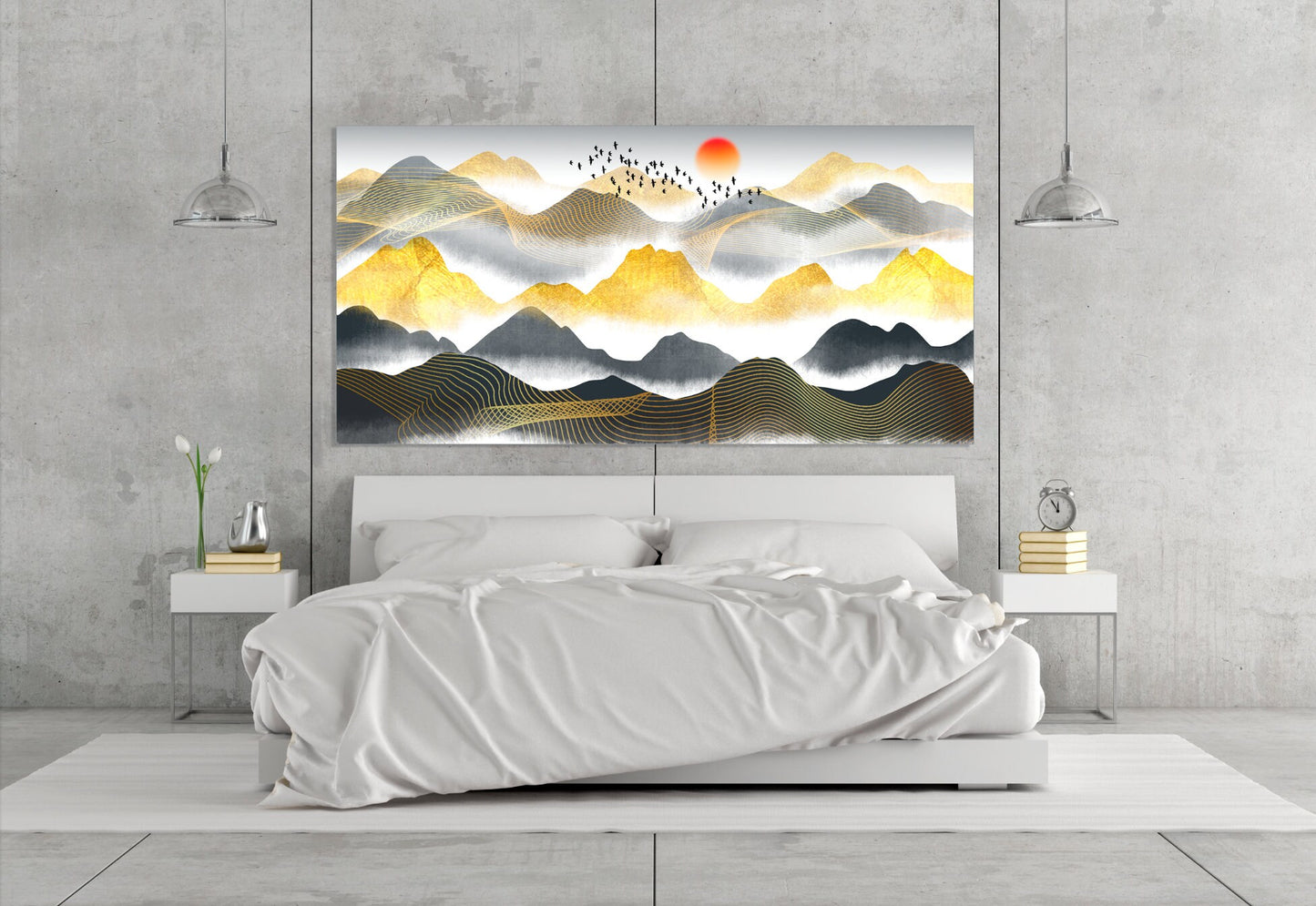 Wandkunst „Great Smoky Mountains“, abstraktes Leinwandgemälde, Schlafzimmer, 3 Drucke, Berge, abstrakter Kunstdruck, mehrteilige Leinwand-Wandkunst