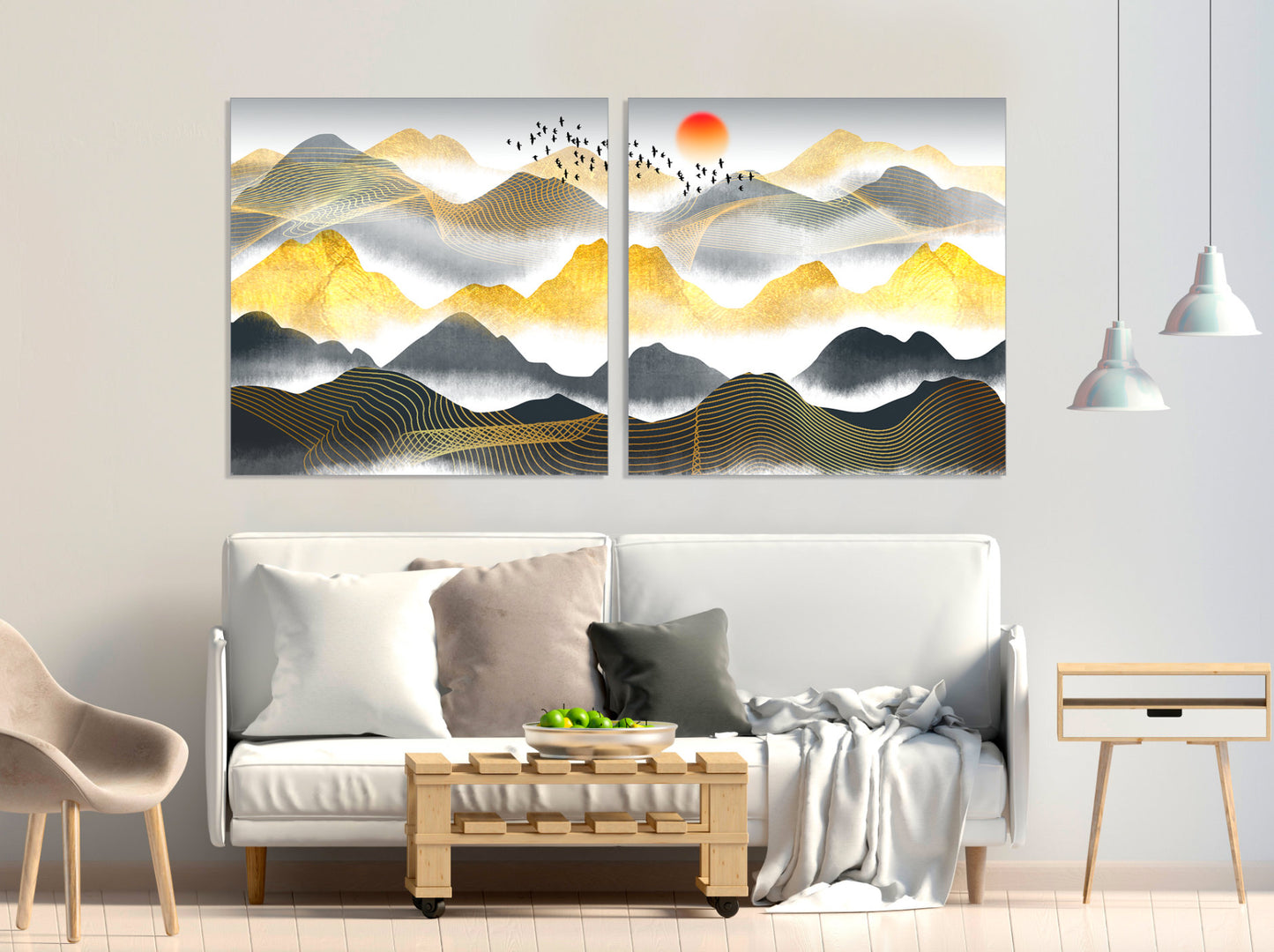 Wandkunst „Great Smoky Mountains“, abstraktes Leinwandgemälde, Schlafzimmer, 3 Drucke, Berge, abstrakter Kunstdruck, mehrteilige Leinwand-Wandkunst