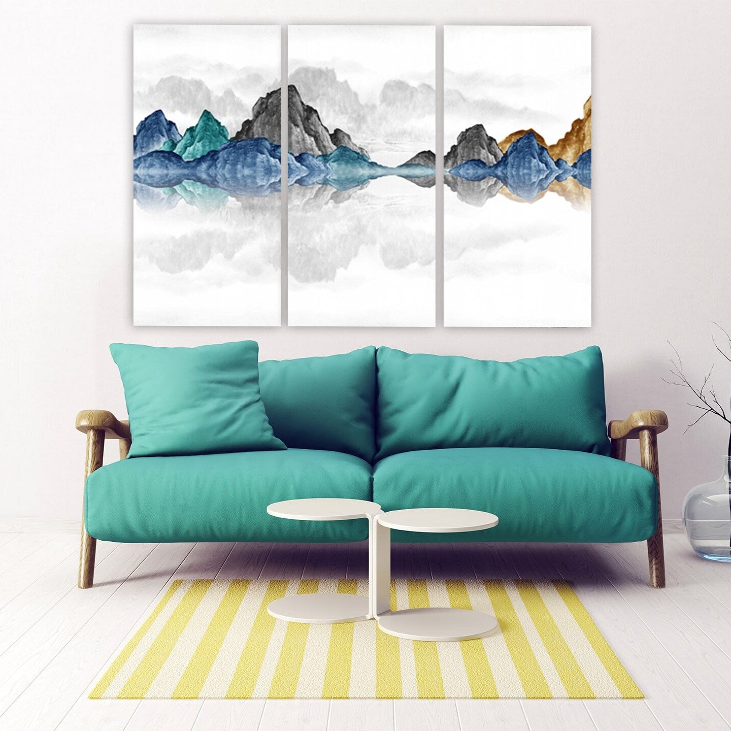 Blue Ridge, Great Smoky Mountains Wandkunst Blaue Welle großes abstraktes Gemälde Leinwanddruck Badezimmer Wanddekoration