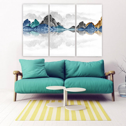 Blue Ridge, Great Smoky Mountains Wandkunst Blaue Welle großes abstraktes Gemälde Leinwanddruck Badezimmer Wanddekoration