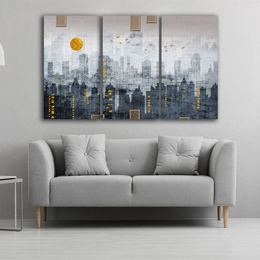 Großes modernes Wandkunst-Poster „Stadt“ Architektur-Leinwandkunst, individuelles Heimgemälde, Badezimmer-Wanddekor, 3-teilige Wandkunst, 4-teilige, 5-teilige Leinwand