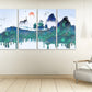 Blue Ridge Mountains Wandkunst Ruhiges horizontales Kunstleinwandgemälde Home Wanddekoration Felsen und Berge 3-teiliges Poster der Great Smoky Mountains