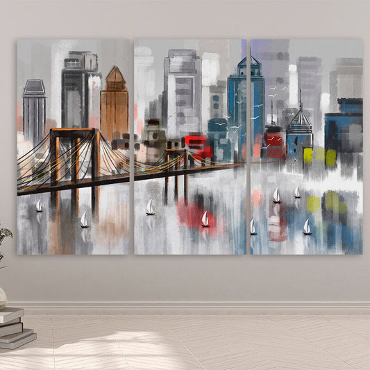Amerikanische Brücke, Wanddekoration, Brooklyn Bridge, New York City, extra großes mehrteiliges Wandbild, gerahmter Kunstdruck, Ölgemälde auf Leinwand