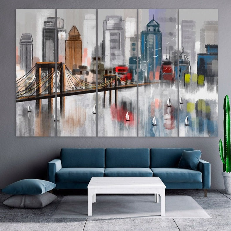 Amerikanische Brücke, Wanddekoration, Brooklyn Bridge, New York City, extra großes mehrteiliges Wandbild, gerahmter Kunstdruck, Ölgemälde auf Leinwand