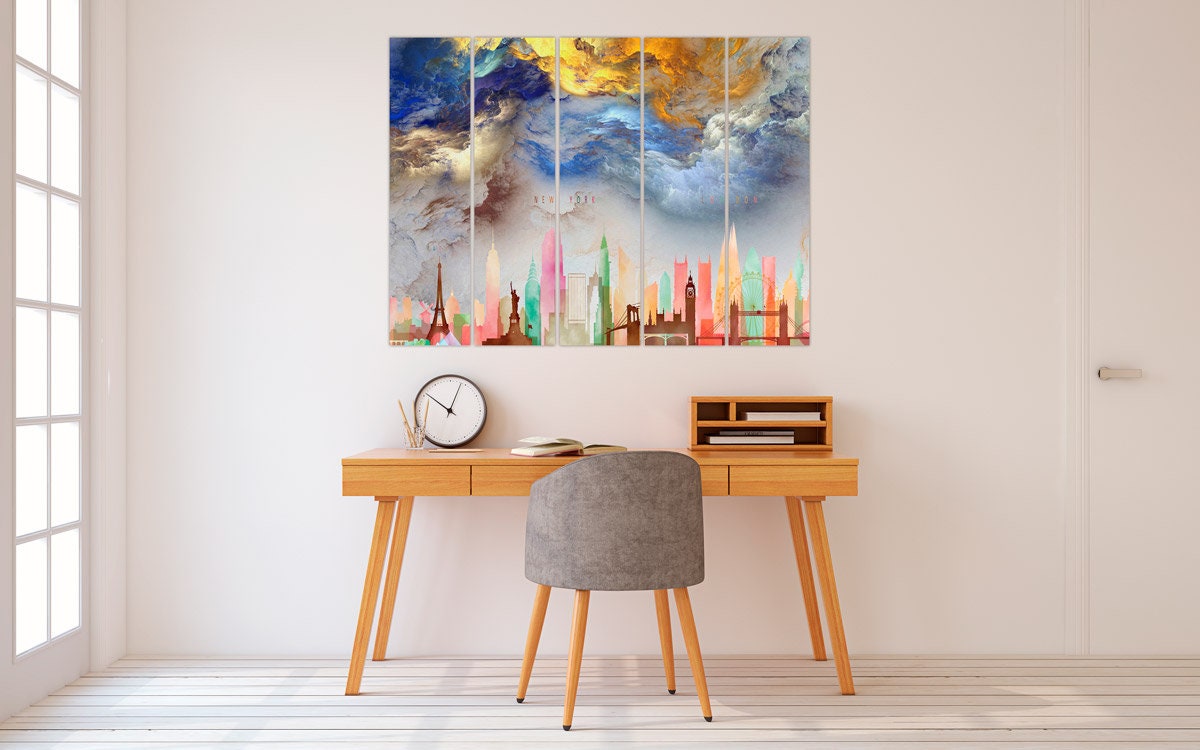 Abstrakte Wandkunst Leinwandgemälde, minimalistische Wandkunst, moderne abstrakte Kunst, riesige Wandkunst Wandbehang Dekor Multi Panel Wandkunst